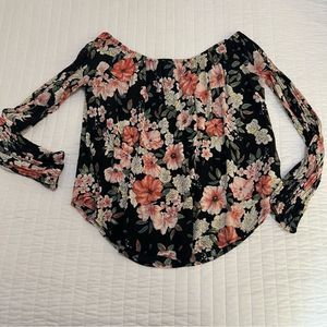 🌸 Billabong Off the Shoulder Long Sleeve Floral Print Blouse - Medium